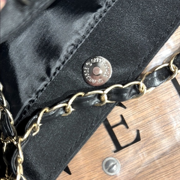 Authentic Chanel Black Tote, Gold Chain Handles White Sequin CC on both sides - Picture 7 of 14